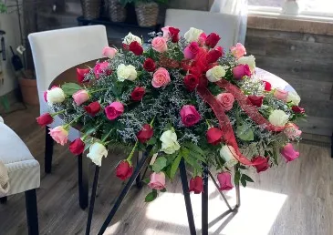 A Tribute of Roses Casket Spray in Columbia, IL | MEMORY LANE FLORAL