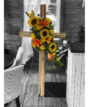 Cane Bamboo Cross  Standing Spray