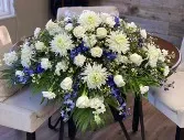 Elegant Blue and White Casket Spray