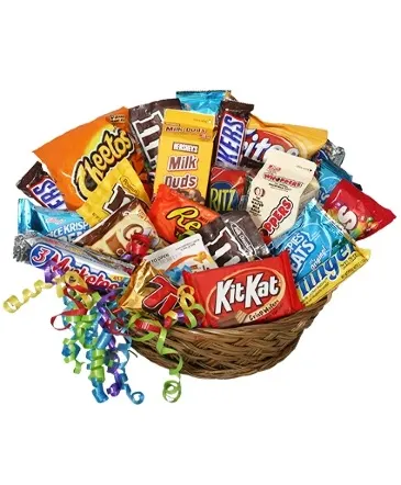 JUNK FOOD BASKET Gift Basket in Columbia, IL | MEMORY LANE FLORAL
