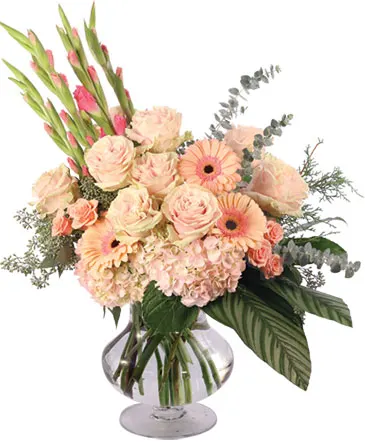 Gladly Pastel & Pink Flower Arrangement in Columbia, IL | MEMORY LANE FLORAL