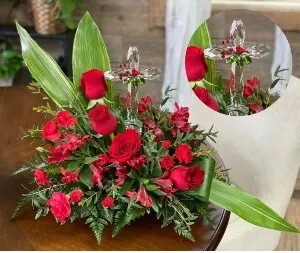 Honoring with Elegance Floral Design with Cross Keepsake