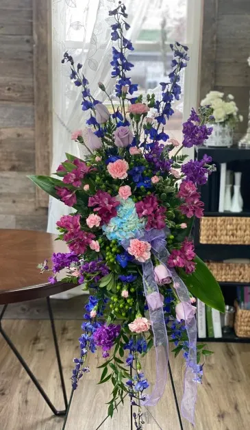 Serene Reflections Standing Spray in Columbia, IL | MEMORY LANE FLORAL