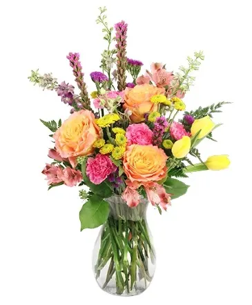 Vibrant Kaleidoscope Vase Arrangement  in Columbia, IL | MEMORY LANE FLORAL